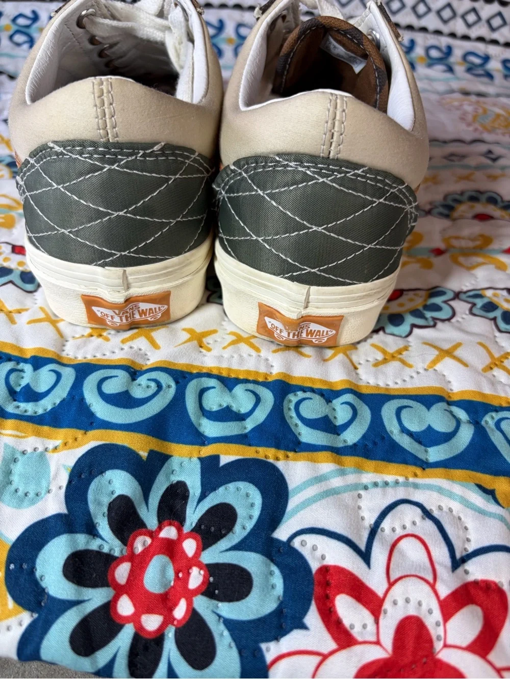 Vans Checkerboard Brown Tan Cream Sneakers
